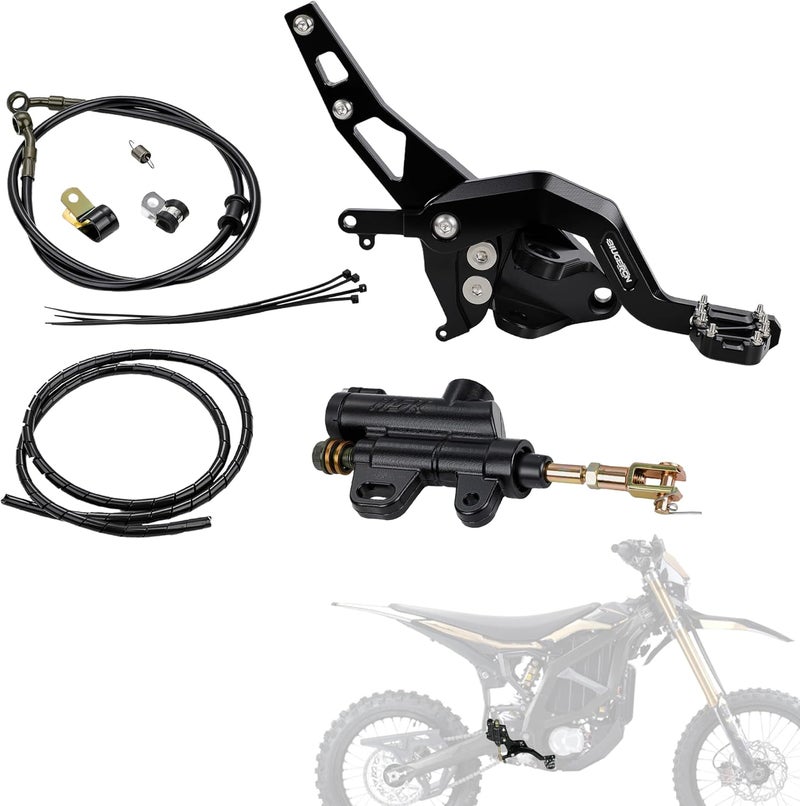 BAOUFF Rear Foot Brake Pedal Kit for Surron Ultra Bee,Hydraulic 6061 Aluminum CNC Bracket Lever with Cable for Electric Dirt Bike Sur Ron Ultra Bee - Image 1